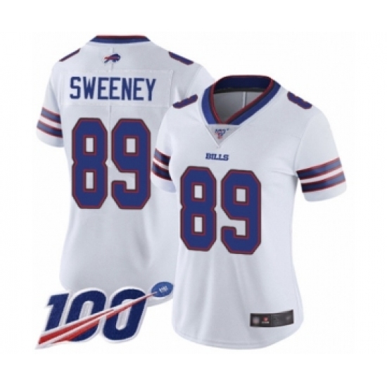 Women's Buffalo Bills #89 Tommy Sweeney White Vapor Untouchable Limited Player 100th Season Football Jersey - Ujersey