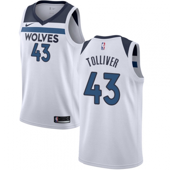 Men's Nike Minnesota Timberwolves #43 Anthony Tolliver Swingman White NBA Jersey - Association Edition - Ujersey
