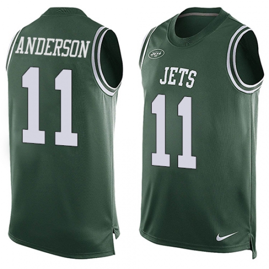 Men's Nike New York Jets #11 Robby Anderson Limited Green Player Name & Number Tank Top NFL Jersey - Ujersey
