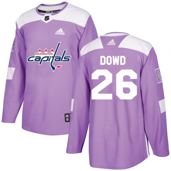 Youth Adidas Washington Capitals #26 Nic Dowd Authentic Purple Fights Cancer Practice NHL Jersey - Ujersey