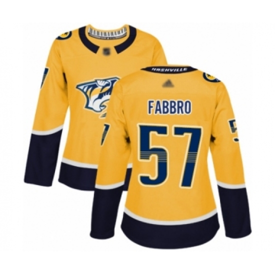 Women's Nashville Predators #57 Dante Fabbro Authentic Gold Home Hockey Jersey - Ujersey