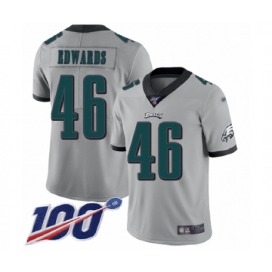 Men's Philadelphia Eagles #46 Herman Edwards Limited Silver Inverted Legend 100th Season Football Jersey - Ujersey