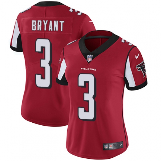 Women's Nike Atlanta Falcons #3 Matt Bryant Red Team Color Vapor Untouchable Limited Player NFL Jersey