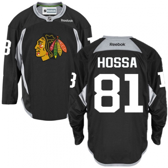 Men's Reebok Chicago Blackhawks #81 Marian Hossa Premier Black Practice NHL Jersey - Ujersey