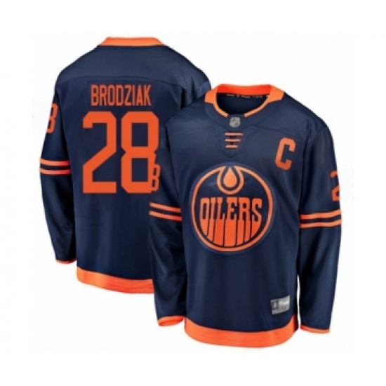 Youth Edmonton Oilers #28 Kyle Brodziak Authentic Navy Blue Alternate Fanatics Branded Breakaway Hockey Jersey - Ujersey