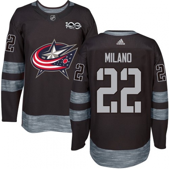 Men's Adidas Columbus Blue Jackets #22 Sonny Milano Authentic Black 1917-2017 100th Anniversary NHL Jersey - Ujersey