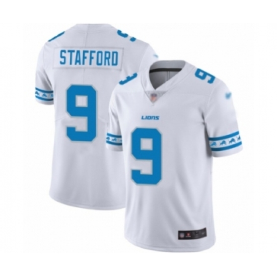 Men's Detroit Lions #9 Matthew Stafford Limited White Team Logo Fashion Football Jersey