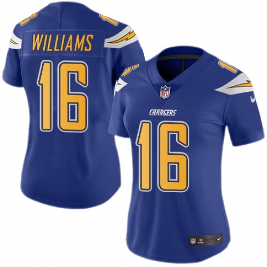 Women's Nike Los Angeles Chargers #16 Tyrell Williams Limited Electric Blue Rush Vapor Untouchable NFL Jersey - Ujersey