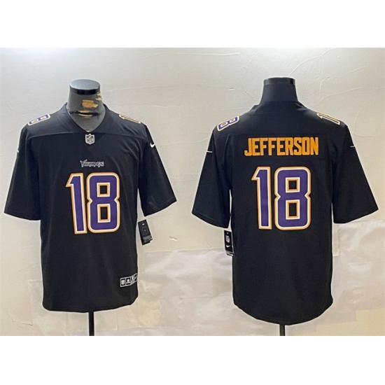 Men's Minnesota Vikings #18 Justin Jefferson Black Vapor Untouchable Limited Stitched Jersey - Ujersey