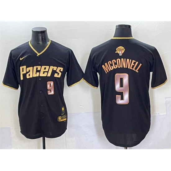 Men's Indiana Pacers #9 T.J. McConnell Black Gold 2025 Finals Vapor Stitched Baseball Jersey - Ujersey