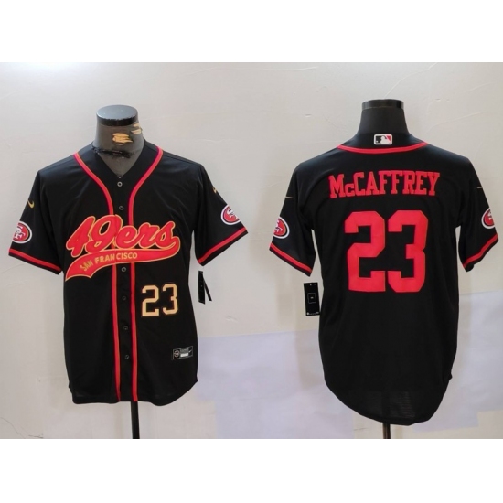 Men's San Francisco 49ers #23 Christian McCaffrey Black With Cool Base Stitched Baseball Jerseys - Ujersey