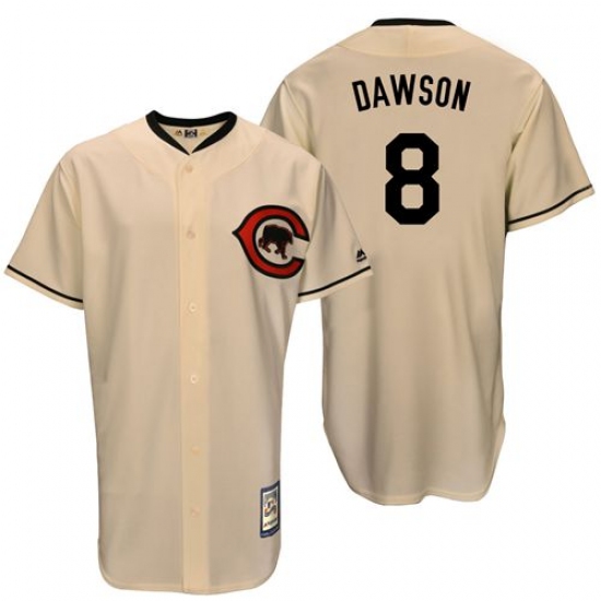 Men's Majestic Chicago Cubs #8 Andre Dawson Authentic Cream Cooperstown Throwback MLB Jersey - Ujersey