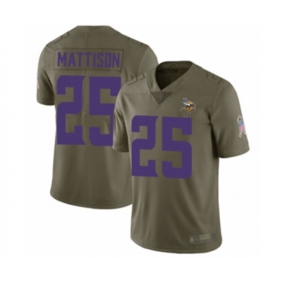 Men's Minnesota Vikings #25 Alexander Mattison Limited Olive 2017 Salute to Service Football Jersey - Ujersey