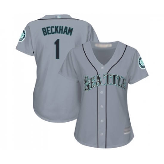 Women's Seattle Mariners #1 Tim Beckham Replica Grey Road Cool Base Baseball Jersey - Ujersey