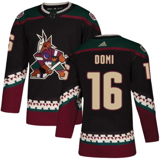 Youth Adidas Arizona Coyotes #16 Max Domi Premier Black Alternate NHL Jersey