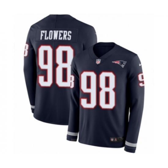 Men's Nike New England Patriots #98 Trey Flowers Limited Navy Blue Therma Long Sleeve NFL Jersey - Ujersey