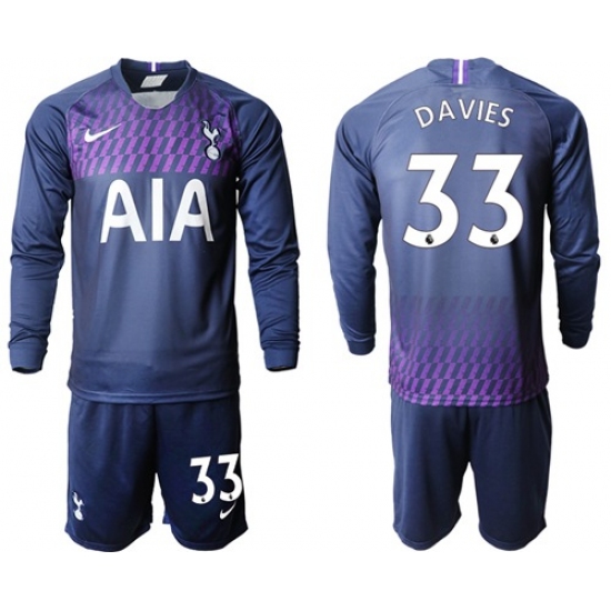 Tottenham Hotspur #33 Davies Away Long Sleeves Soccer Club Jersey