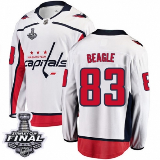 Men's Washington Capitals #83 Jay Beagle Fanatics Branded White Away Breakaway 2018 Stanley Cup Final NHL Jersey - Ujersey