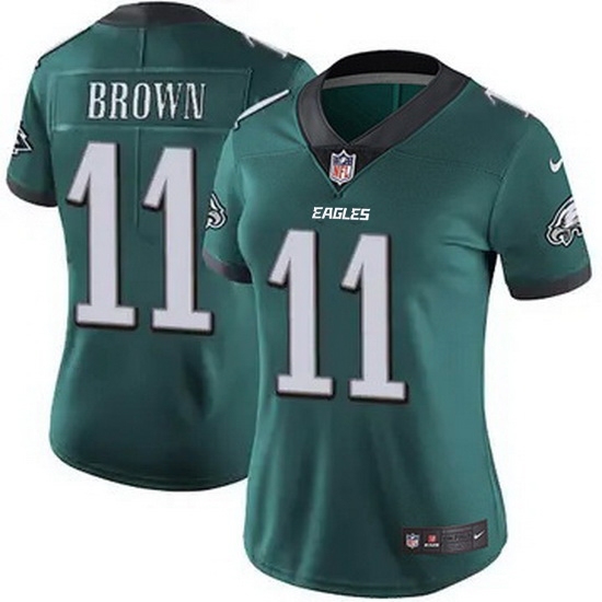 Women Philadelphia Eagles #11 A.J. Brown Green F U S E Stitched NFL Jersey - Ujersey