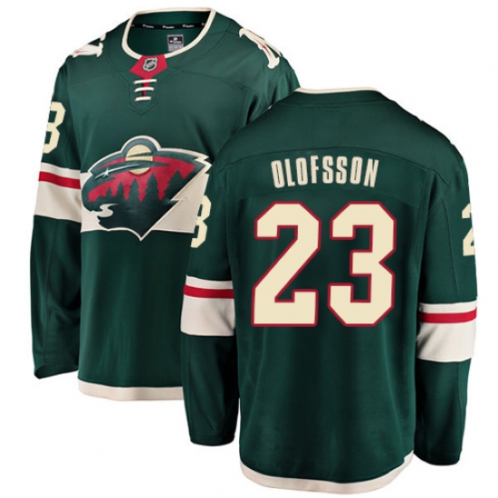 Youth Minnesota Wild #23 Gustav Olofsson Authentic Green Home Fanatics Branded Breakaway NHL Jersey - Ujersey