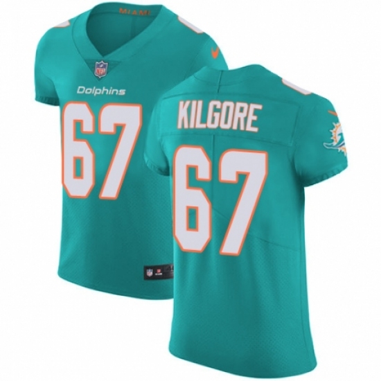 Men's Nike Miami Dolphins #67 Daniel Kilgore Aqua Green Team Color Vapor Untouchable Elite Player NFL Jersey - Ujersey