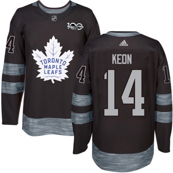Men's Adidas Toronto Maple Leafs #14 Dave Keon Authentic Black 1917-2017 100th Anniversary NHL Jersey - Ujersey
