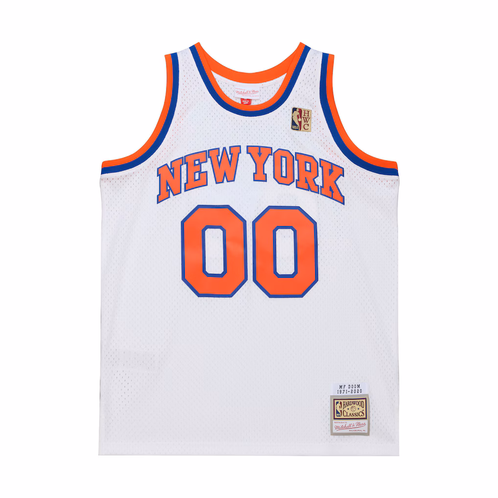 Men's MF DOOM x NY Knicks x Mitchell & Ness White A New York Story Fashion Jersey - Ujersey