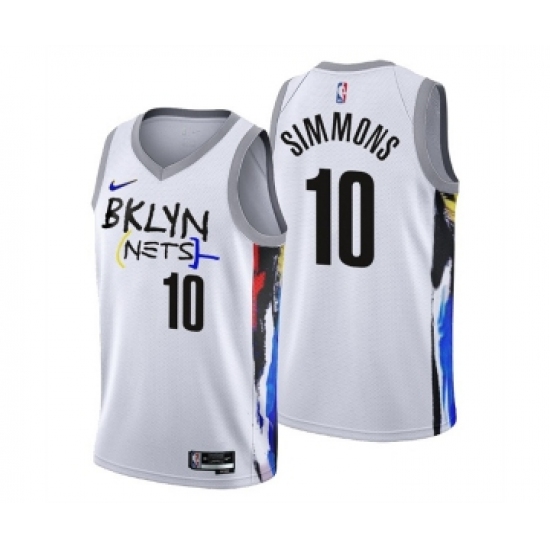 Men's Brooklyn Nets #10 Ben Simmons 2022-23 White City Edition Stitched Basketball Jersey - Ujersey