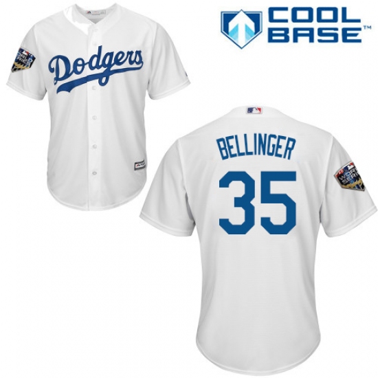 Youth Majestic Los Angeles Dodgers #35 Cody Bellinger Authentic White Home Cool Base 2018 World Series MLB Jersey - Ujersey