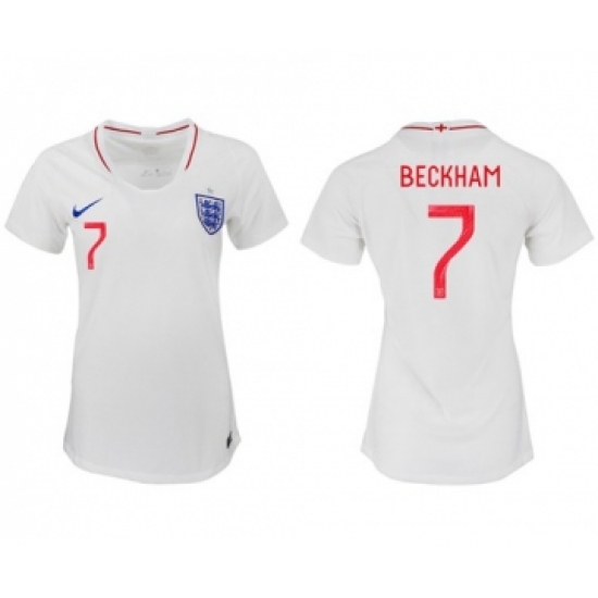 Women's England #7 Beckham Home Soccer Country Jersey