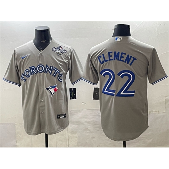 Men's Toronto Blue Jays #22 Ernie Clement Grey 2025 World Series Cool Base Stitched Baseball Jersey - Ujersey