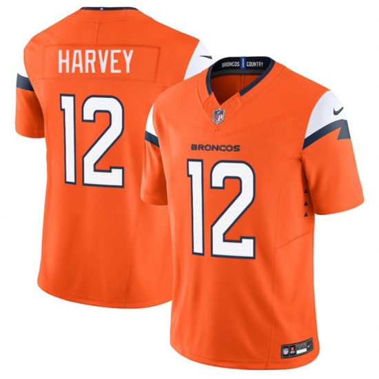 Men's Denver Broncos #12 RJ Harvey Orange 2025 F.U.S.E. Vapor Limited Football Stitched Jersey - Ujersey