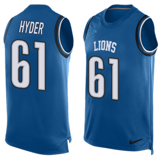 Men's Nike Detroit Lions #61 Kerry Hyder Limited Light Blue Player Name & Number Tank Top NFL Jersey - Ujersey