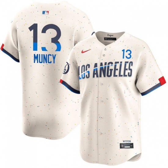 Men's Los Angeles Dodgers #13 Max Muncy Cream 2024 City Connect Limited Stitched Baseball Jersey - Ujersey
