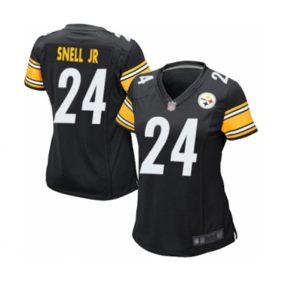 Women's Pittsburgh Steelers #24 Benny Snell Jr. Game Black Team Color Football Jersey