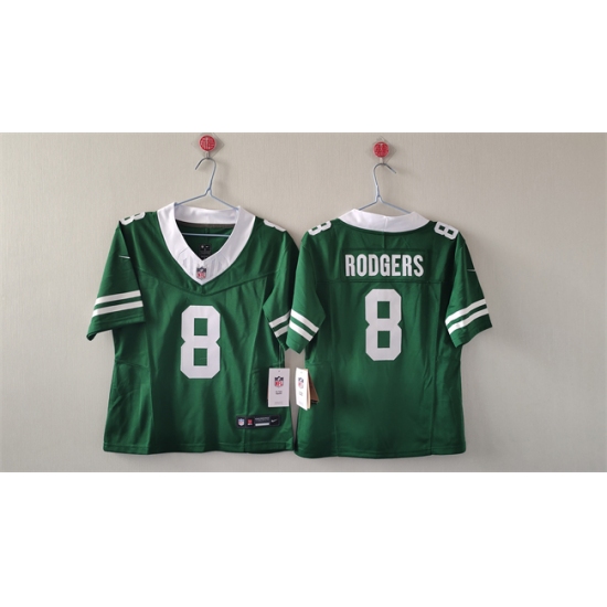 Women's New York Jets #8 Aaron Rodgers Green 2024 FU.S.E Vapor Football Stitched Jersey - Ujersey