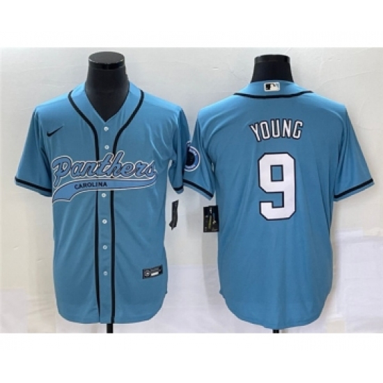 Men's Carolina Panthers #9 Bryce Young Blue Cool Base Stitched Baseball Jersey - Ujersey