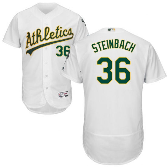Men's Majestic Oakland Athletics #36 Terry Steinbach White Home Flex Base Authentic Collection MLB Jersey - Ujersey