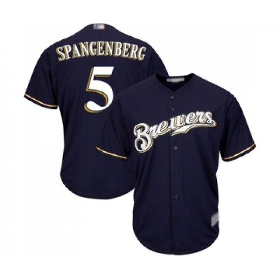 Men's Milwaukee Brewers #5 Cory Spangenberg Replica Navy Blue Alternate Cool Base Baseball Jersey - Ujersey