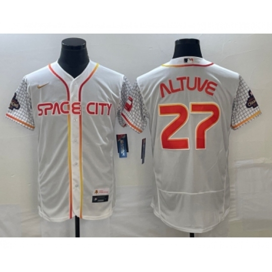 Men's Houston Astros #27 Jose Altuve Number White 2023 City Connect Flex Base Stitched Jersey - Ujersey