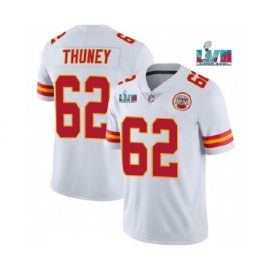 Men’s Kansas City Chiefs #62 Joe Thuney White Super Bowl LVII Patch Vapor Untouchable Limited Stitched Jersey - Ujersey