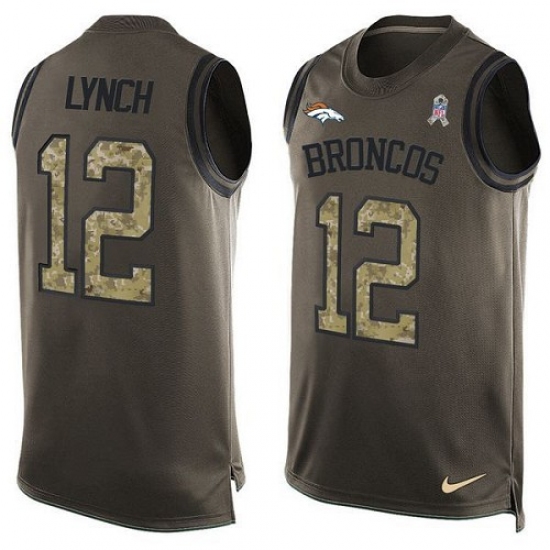 Men's Nike Denver Broncos #12 Paxton Lynch Limited Green Salute to Service Tank Top NFL Jersey - Ujersey