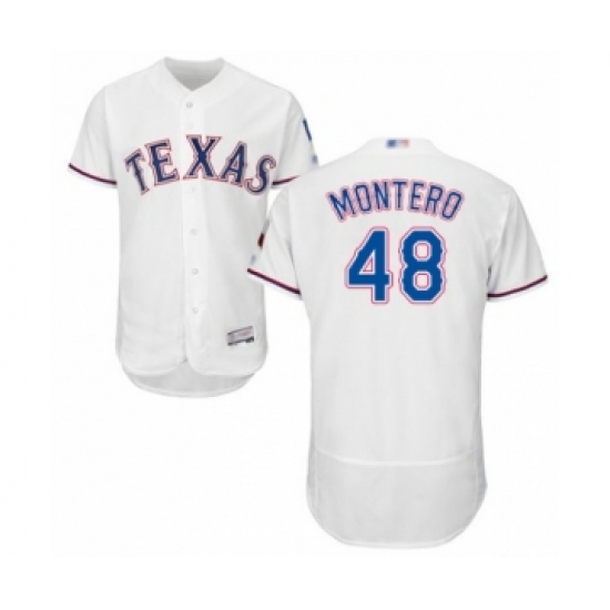 Men's Texas Rangers #48 Rafael Montero White Home Flex Base Authentic Collection Baseball Player Jersey - Ujersey