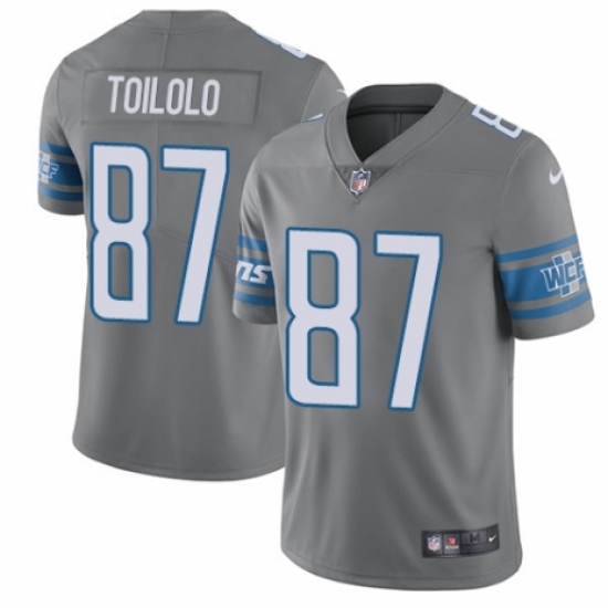 Men's Nike Detroit Lions #87 Levine Toilolo Limited Steel Rush Vapor Untouchable NFL Jersey - Ujersey