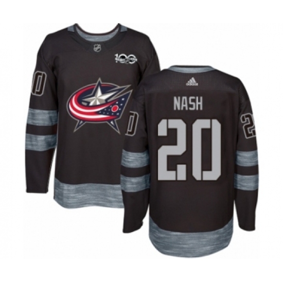 Men's Adidas Columbus Blue Jackets #20 Riley Nash Authentic Black 1917-2017 100th Anniversary NHL Jersey - Ujersey