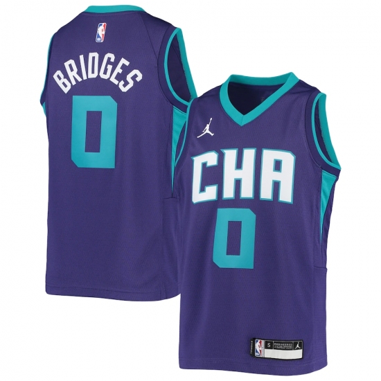 Youth Charlotte Hornets #0 Miles Bridges Jordan Brand Purple 2020-21 Swingman Jersey - Ujersey