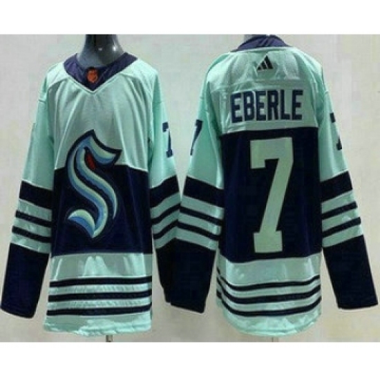 Men's Seattle Kraken #7 Jordan Eberle Light Green 2022 Reverse Retro Authentic Jersey - Ujersey