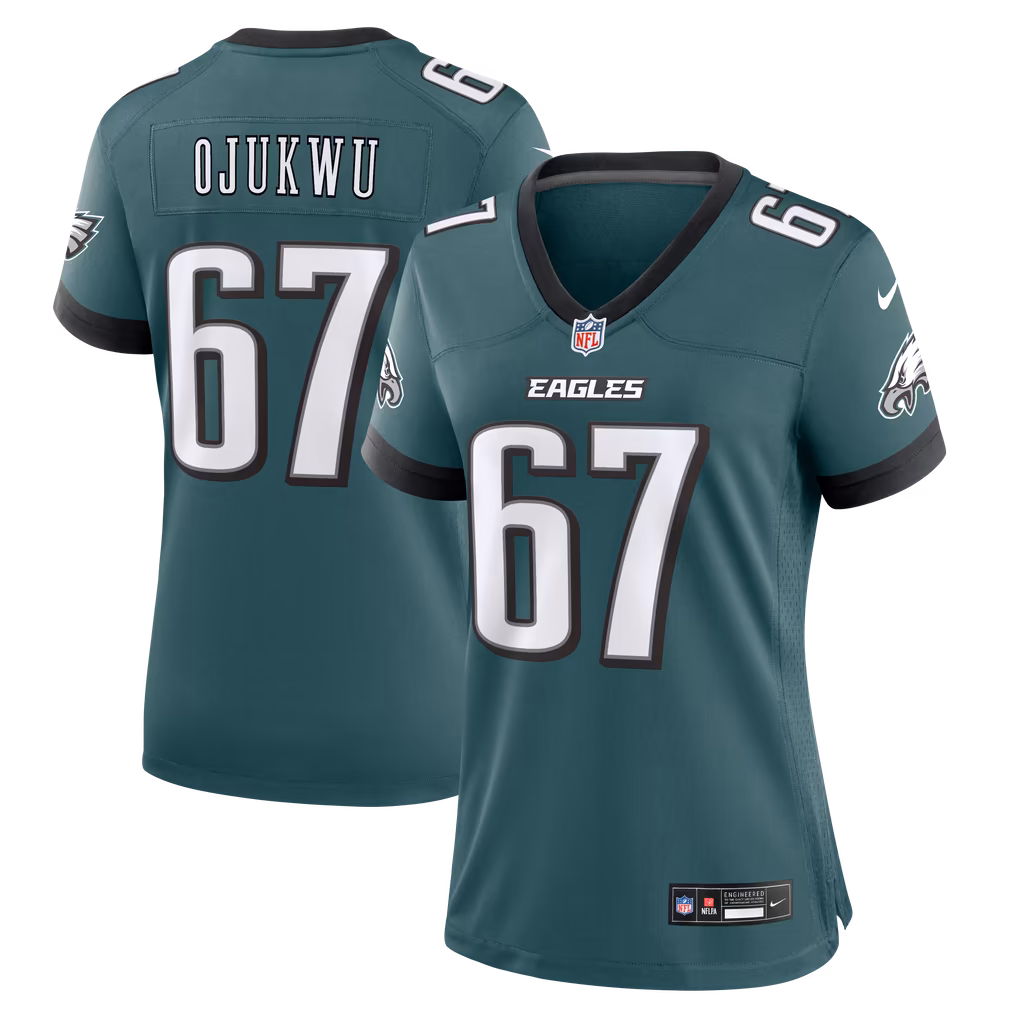 Women's Philadelphia Eagles John Ojukwu Nike Midnight Green Team Game Jersey - Ujersey Shop
