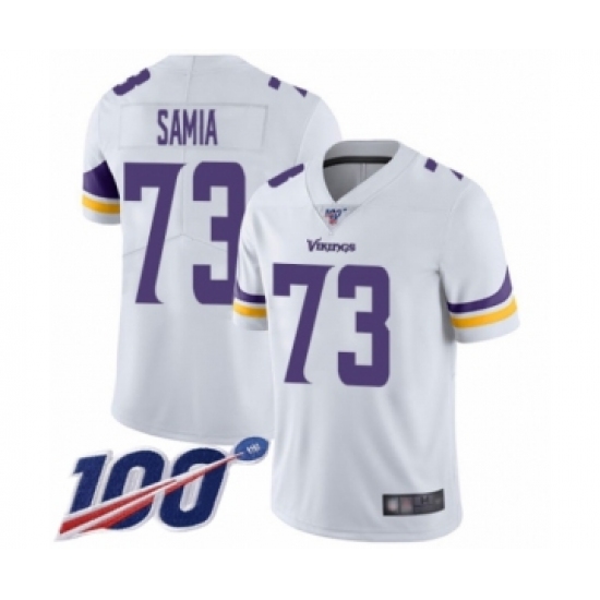 Men's Minnesota Vikings #73 Dru Samia White Vapor Untouchable Limited Player 100th Season Football Jersey - Ujersey