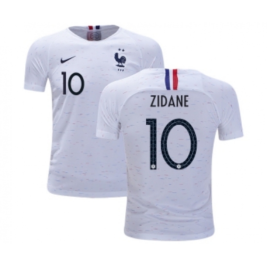 France #10 Zidane Away Kid Soccer Country Jersey